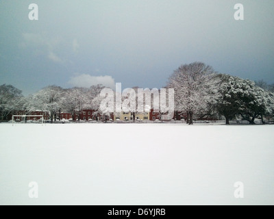 Coperta di neve campo, Norfolk, Virginia, Stati Uniti Foto Stock