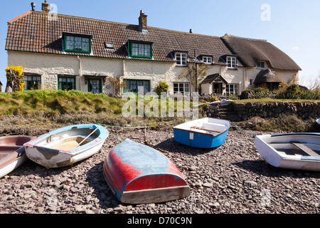 Cottage a Porlock Weir - un piccolo porto sulla costa di Exmoor del Canale di Bristol, Somerset REGNO UNITO Foto Stock