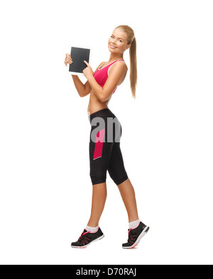 Sportivo da donna con i tablet pc Foto Stock