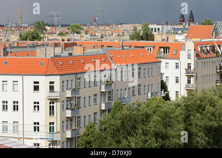 Berlino, Germania, rinnovato di vecchi edifici in Berlin-Prenzlauer Berg Foto Stock