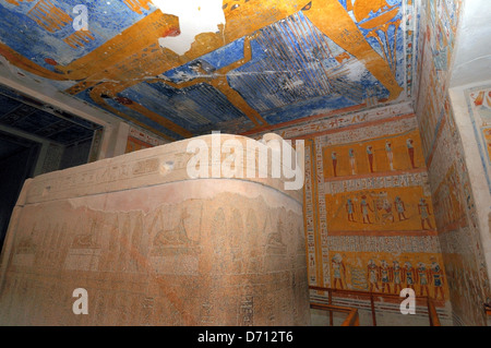 L'interno di Ramesse IV KV2 tomba reale, est la Valle dei Re, Luxor (TEBE), Egitto, Africa Foto Stock