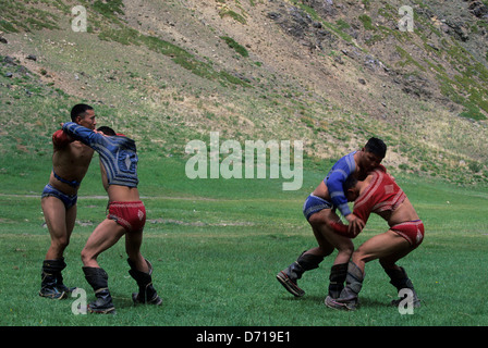 Mongolia, deserto dei Gobi, vicino Dalanzadgad, Yolyn Am Valley, mongola Wrestling Foto Stock