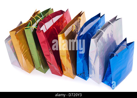 Colorata borse per lo shopping isolato su bianco Foto Stock