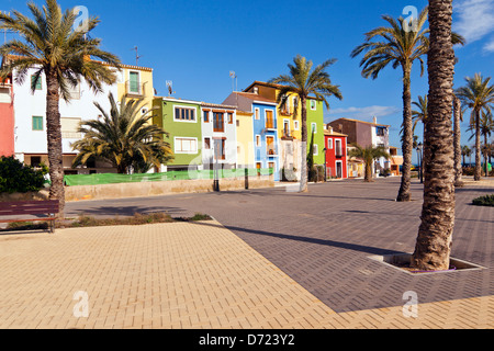 Villajoyosa case colorate e Appartamenti nella Costa Blanca, Spagna Foto Stock