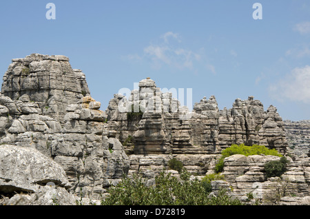 El Torcal de Antequera , riserva naturale della montagna carsica, con caratteristiche formazioni calcaree, provincia di Malaga, Andalusia, Spagna Foto Stock