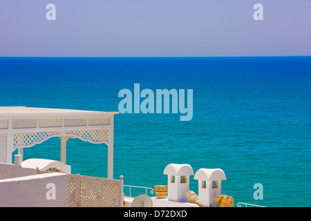 Villa lungo la spiaggia, Hammamet, Tunisia Foto Stock