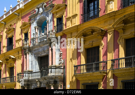 Dettaglio della facciata del Palazzo del Vescovo di Malaga, in Andalusia, Spagna Foto Stock
