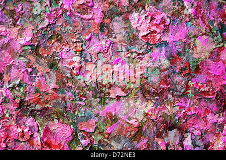 Abstract gouache acrilico colore rosso dipinto a mano sfondo. irregolare superficie ruvida sullo sfondo. Foto Stock