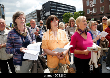 Bochum, Germania, cantare Giorno della canzone, Bochum il principale evento presso la piazza del Municipio Foto Stock