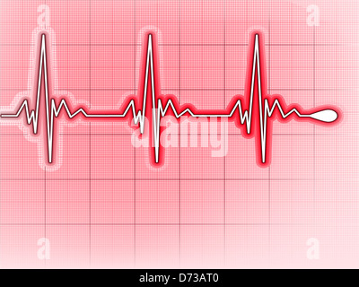 Illustrazione raffigurante un grafico da un battito cardiaco e un cuore Foto Stock