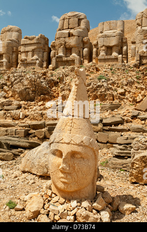 Statue di pietra a Nemrut Dagi, vicino Adiyaman, Turchia Foto Stock