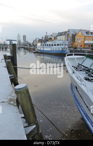 Husum, Germania, Husum porto in inverno Foto Stock