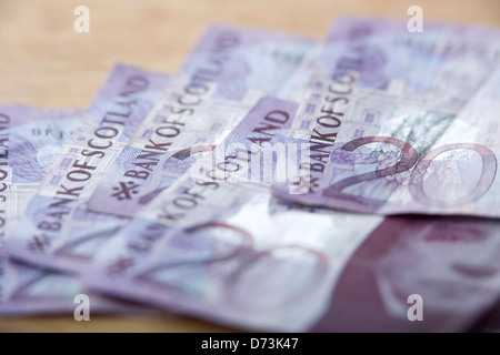 Un sacco di Scottish carta moneta. Foto Stock