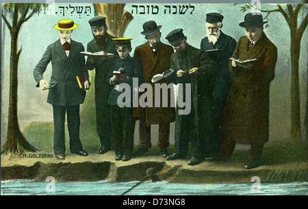 Rosh Hashanah bigliettino raffigurante tashlikh Foto Stock