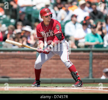 Aprile 24, 2013: Arizona Diamondbacks terzo baseman Martin Prado (14) in azione durante la MLB baseball gioco tra l'Arizona Diamonbacks e i San Francisco Giants di AT&T Park di San Francisco CA. I DBacks sconfitto i giganti 3-2. Foto Stock