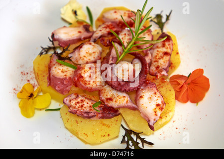 -Octopus Gallega Stile- piatti spagnoli. Foto Stock