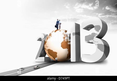 Imprenditore e imprenditrice su 3D 2013 Foto Stock