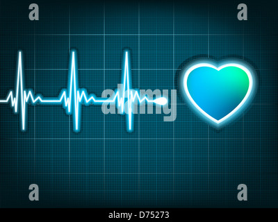 Illustrazione raffigurante un grafico da un battito cardiaco e un cuore Foto Stock