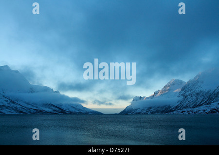 Inverno in Ersfjordbotn, Norvegia. Foto Stock