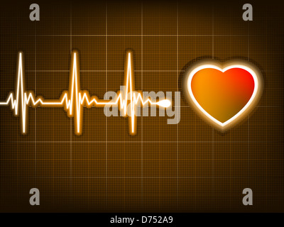 Illustrazione raffigurante un grafico da un battito cardiaco e un cuore Foto Stock