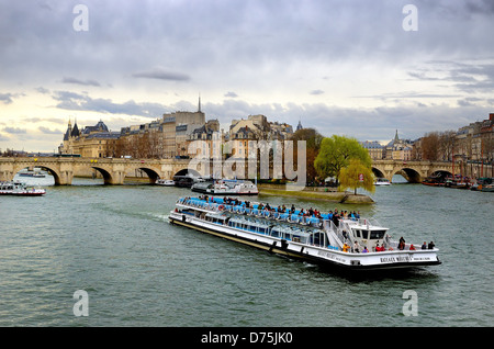 Ile de la Cite Senna Pont Neuf Parigi Francia Foto Stock