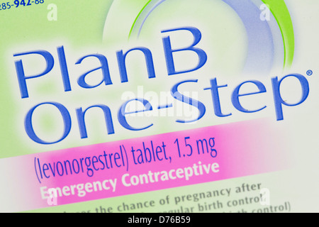 Un piano B (levonorgestrel) emergenza pillola contraccettiva, noto anche come il 'mattina dopo la pillola" Foto Stock