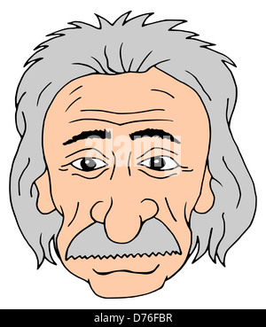 Cartoon isolata testa di Albert Einstein Foto Stock