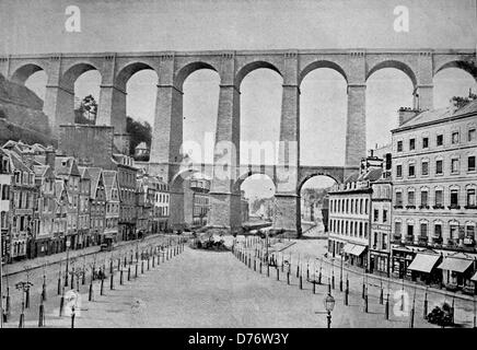 Uno dei primi mezzi toni, Morlaix viadotto, Francia, 1880 Foto Stock