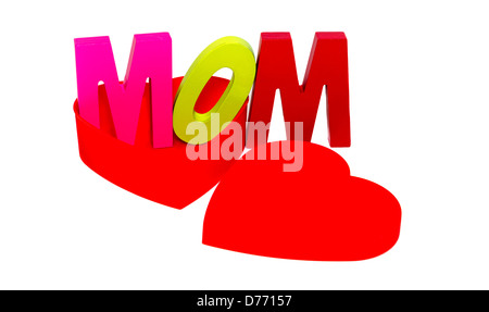 Cuore rosso con testo di MOM Foto Stock