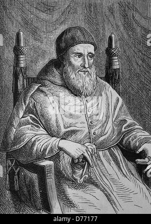 Giuliano della Rovere, il Papa Giulio II, 1443 - 1513, fu Papa dal 1503 fino al 1513, fondatore della Guardia Svizzera, xilografia da Foto Stock