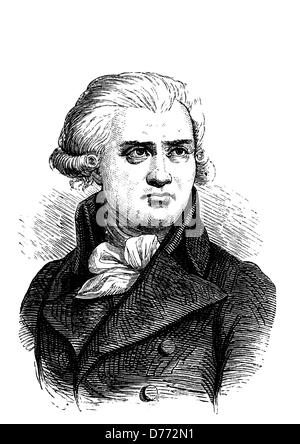 George Danton, 1759 - 1794, leader della rivoluzione francese, storico xilografia, circa 1880 Foto Stock