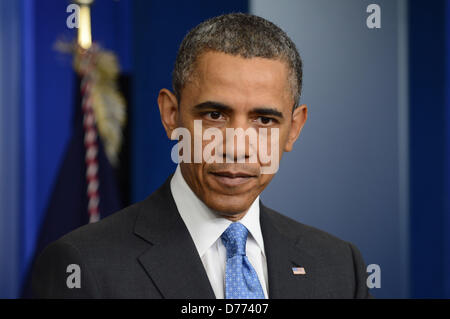 Washington DC, Stati Uniti d'America. Il 30 aprile 2013. Il presidente Barack Obama detiene un last minute in conferenza stampa nel Brady Briefing Room sul centesimo giorno del secondo termine del suo semestre di presidenza.. photo: - ImageCatcher News(Immagine di credito: credito: Christy Bowe/Globe foto/ZUMAPRESS.com/Alamy Live News) Foto Stock