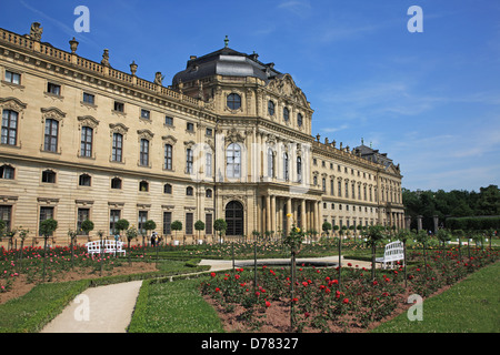 In Germania, in Baviera, la Strada Romantica, Residenza di Würzburg con la Corte Giardino Foto Stock