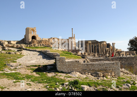 Le rovine della città romana di Dougga Tunisia Foto Stock