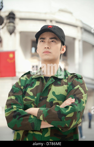 Ritratto di soldato, Cina, Studio Shot Foto Stock