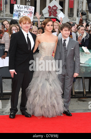 Rupert Grint, Emma Watson, Daniel Radcliffe "Harry Potter ed il Deathly Hallows - Parte 2 " Premiere mondiale - Gli arrivi di Londra, Foto Stock