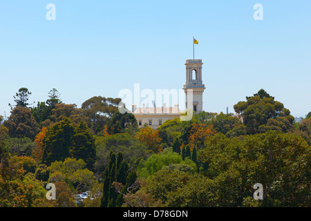 Governo Hous e i Royal Botanic Gardens, Melbourne, Australia Foto Stock