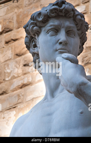 L'Italia, Toscana, Firenze, Piazza della Signoria, David, artista Michelangelo Buonarroti Foto Stock