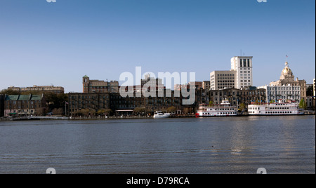 Una vista della Savana skyline attraverso il fiume Foto Stock