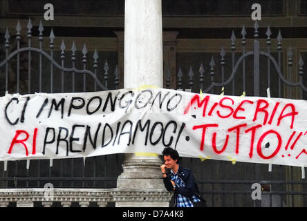 Padova, Italia, il 1 maggio 2013. Caso del Partito comunista contro il governo costituito da Enrico Letta PD - PDL. Foto Stock