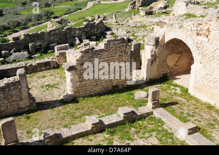 Bagni Romani presso la città romana di Dougga Tunisia Foto Stock