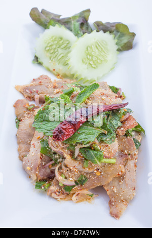 Carne di maiale piccante è il cibo della Thailandia Foto Stock