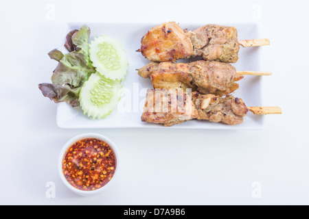 Grigliata di spiedini di pollo è il cibo della Thailandia Foto Stock