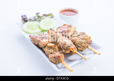 Grigliata di spiedini di pollo è il cibo della Thailandia Foto Stock
