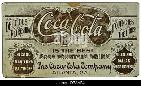 Vintage Coca-Cola annuncio su una scheda. Foto Stock