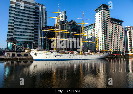 Marina militare tedesca Addestramento alla vela di nave Gorch Fock in visita a Londra Foto Stock