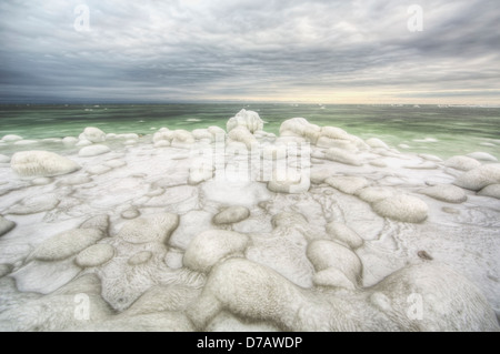 Il verde pieno di ghiaccio di acqua Hudson's Bay;Manitoba Canada Foto Stock
