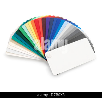 Plastica swatch a colori su sfondo bianco. Percorso di clipping. Foto Stock