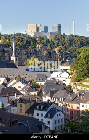 Vista degli edifici dell'UE nel quartiere europeo, Kirchberg-Plateau, città di Lussemburgo, Europa Foto Stock