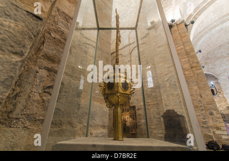 Edificio interiore di San Pedro de Siresa Monastero, Siresa, villaggio, Heche Valley, Huesca Pirenei, Aragona, Spagna Foto Stock